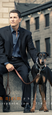 Elegant Portrait in Old Port - Model with dog
