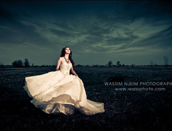 Wedding bride in field