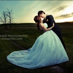 Wedding couple photograph in field