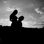 Couple silhouette at sunset