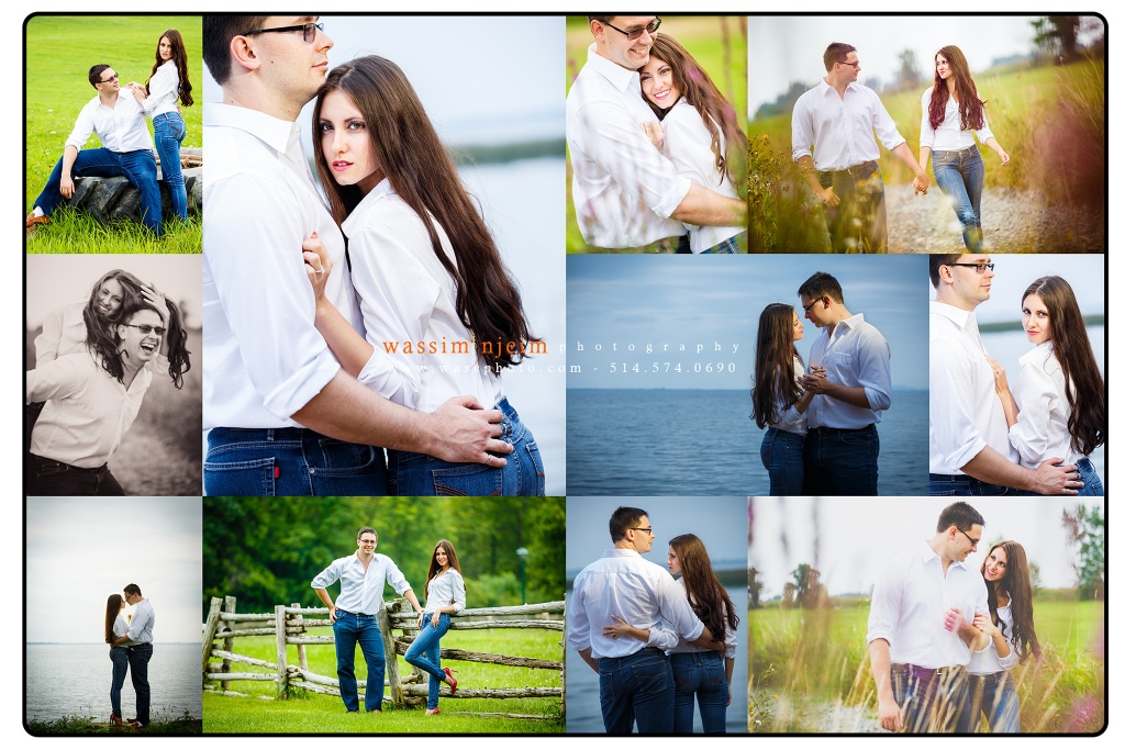 Summer casual session for a wedding couple in the fields of Montreal