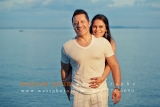 Wedding couple casual session at Sunset in water