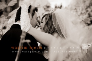 Wedding couple having an intimate moment