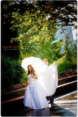 Wedding photo session on rainy day