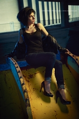 Industrial photoshoot with model
