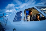 Wedding e-session inside airplane Montreal